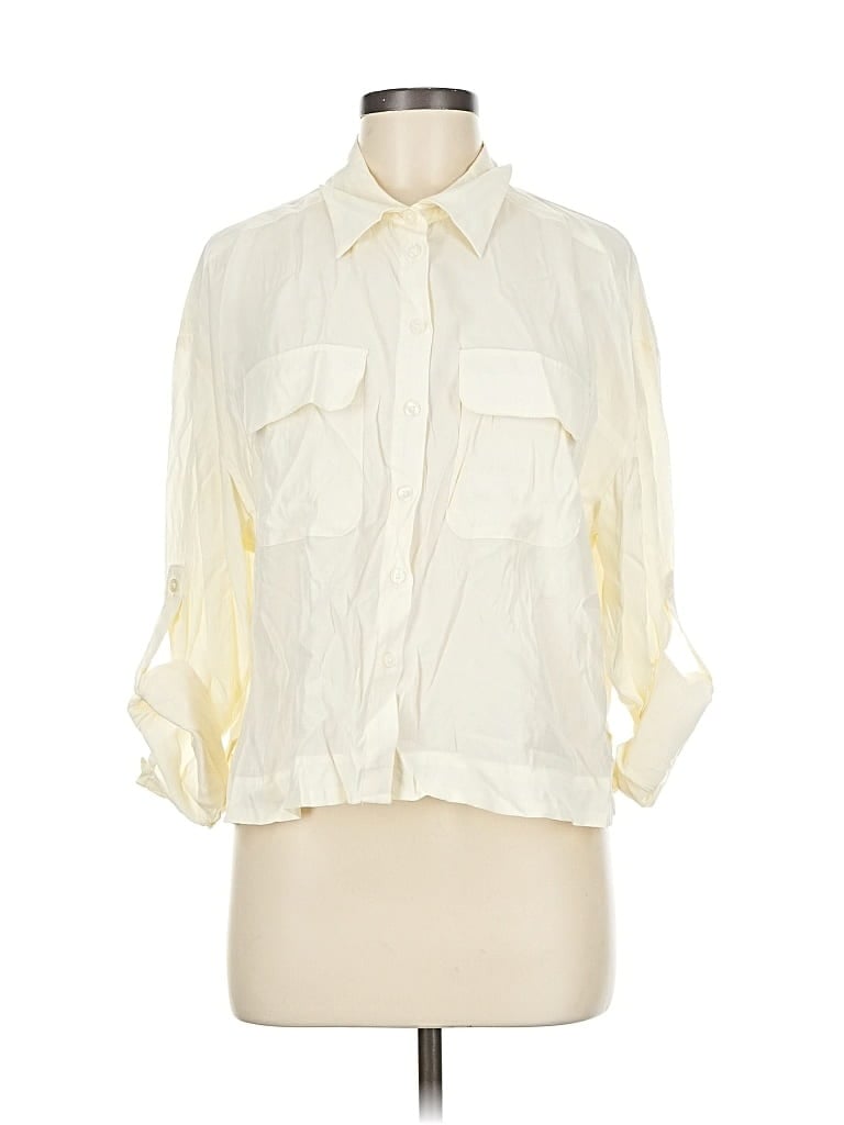 A New Day 3/4 Sleeve Button Down Shirt In White