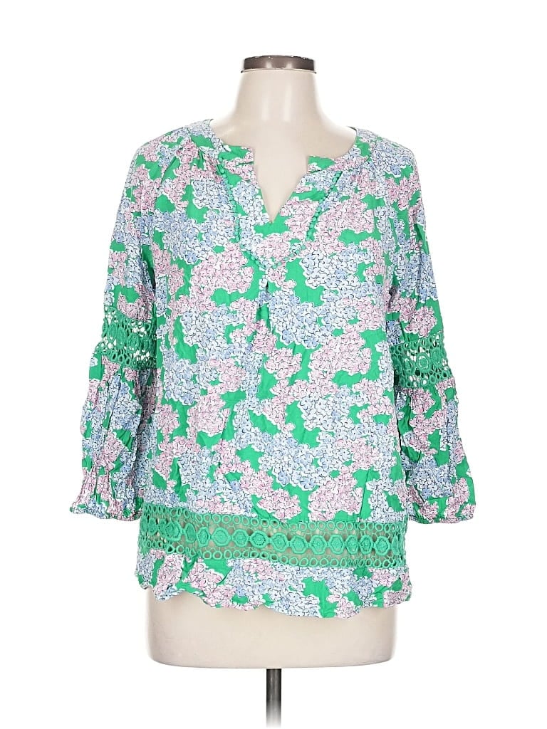 CROWN & IVY Pre-owned 3/4 Sleeve Blouse In Green
