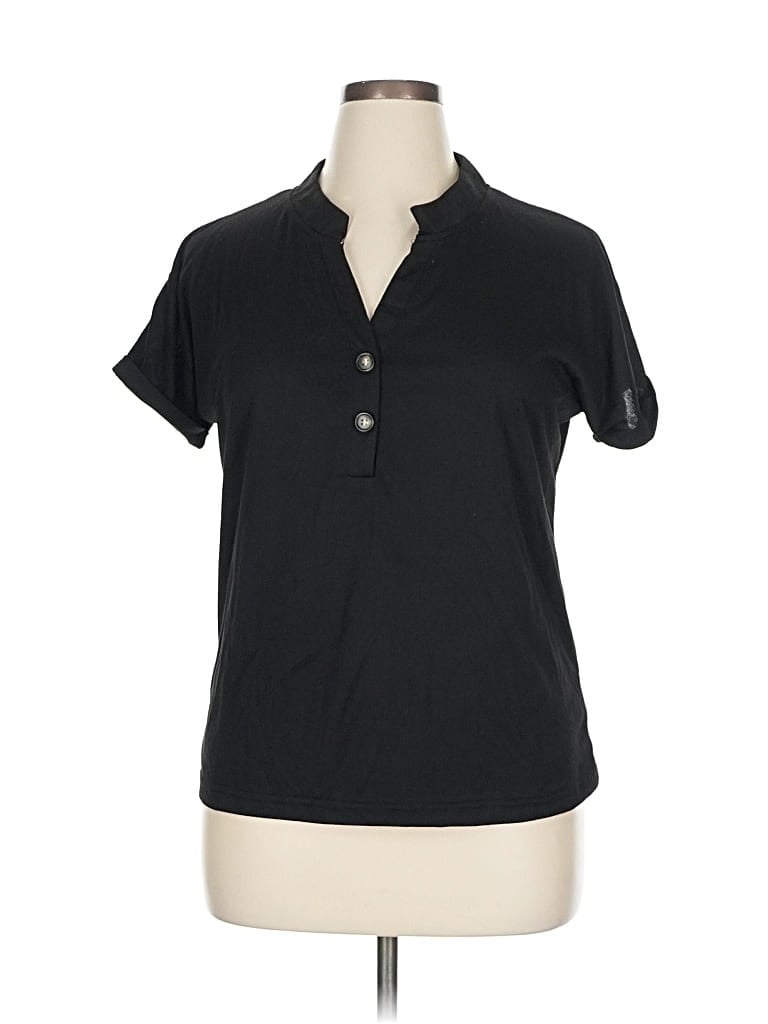 UNBRANDED Pre-owned Short Sleeve Henley Shirt In Black