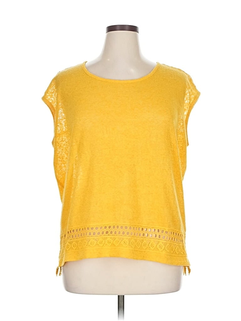 Pre-owned Cato Short Sleeve Top Yellow Boatneck Tops