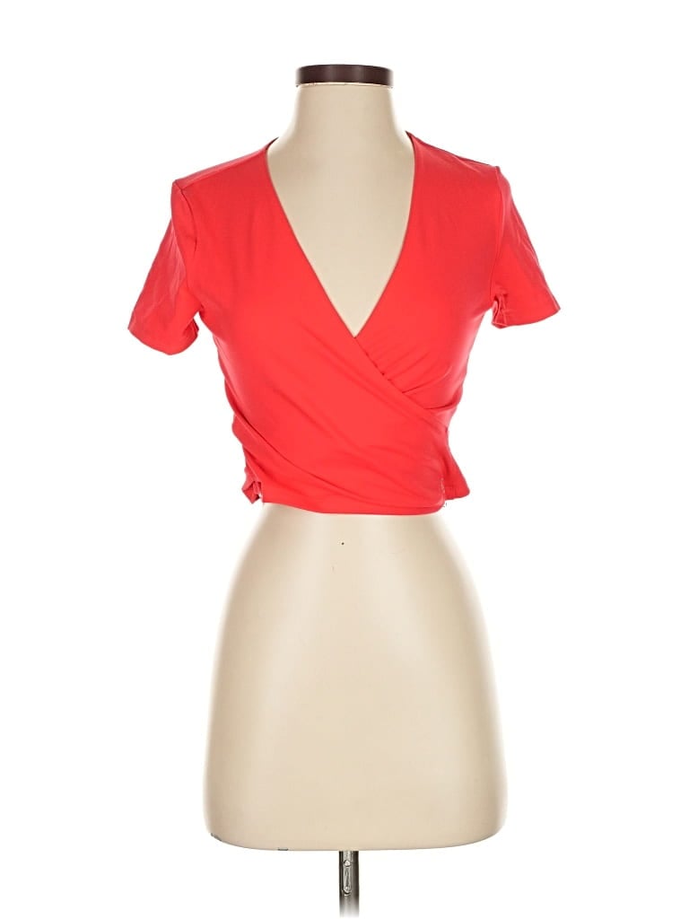 Victoria's Secret Pink Short Sleeve Top Red Plunge Neckline Tops