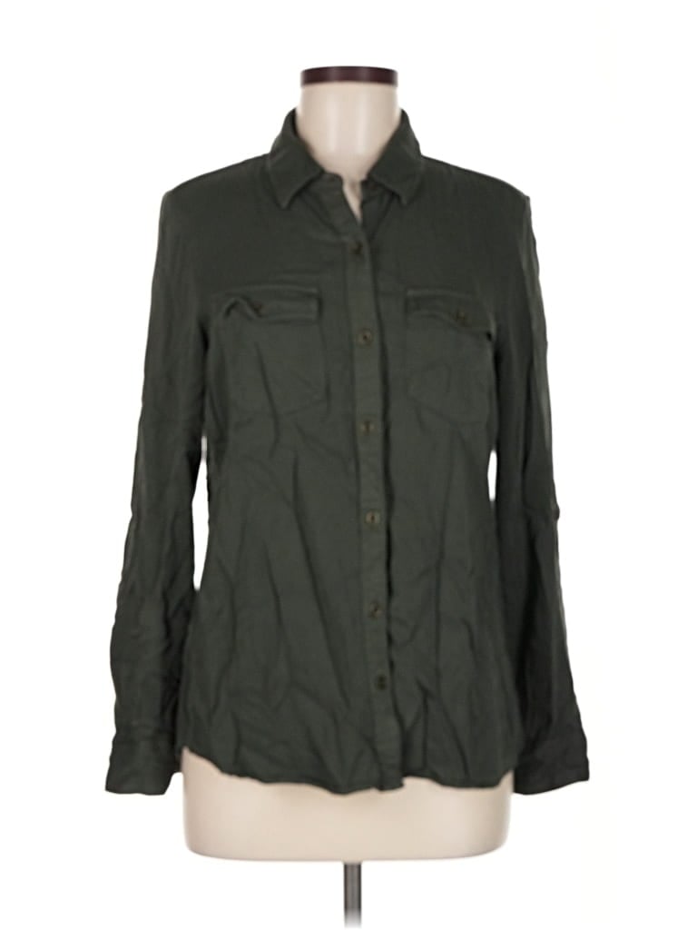 Pre-owned Tinsel Long Sleeve Button Down Shirt In Green