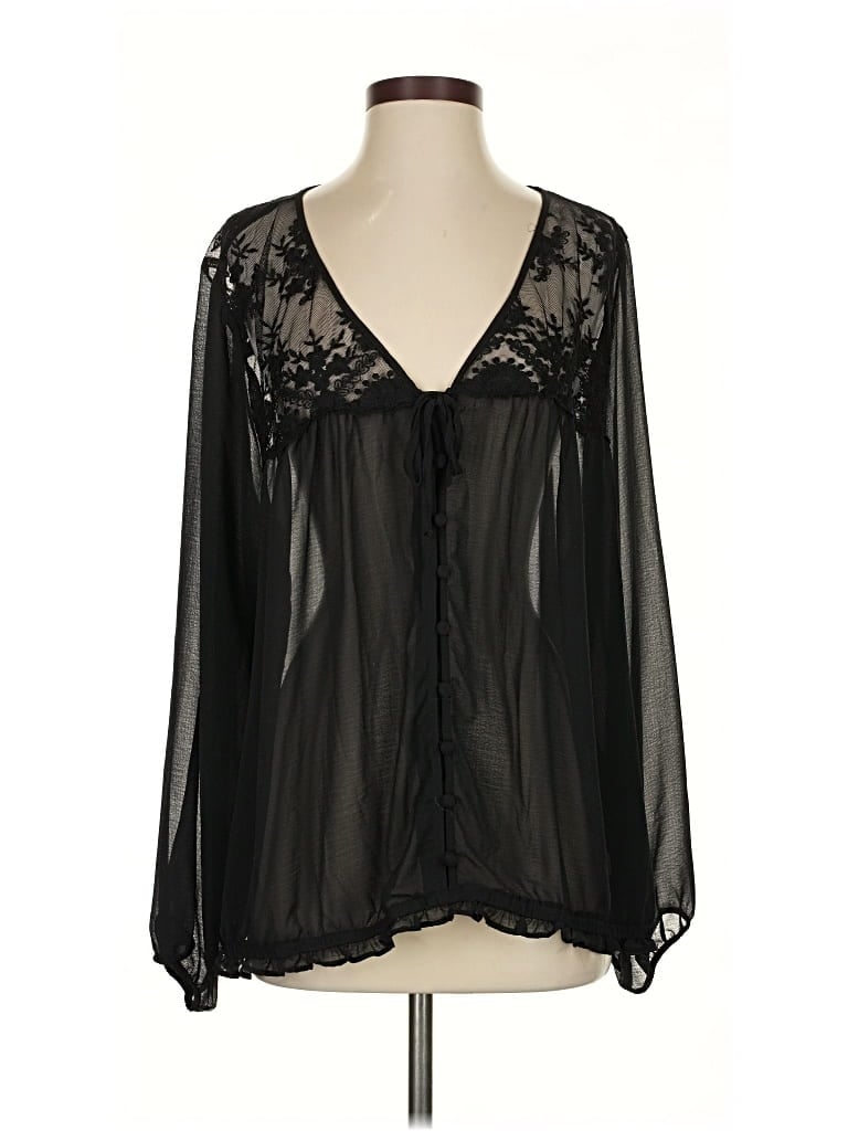 Pre-owned Torrid Long Sleeve Blouse In Black