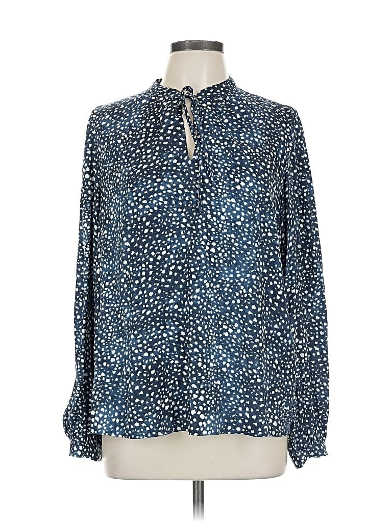 Pre-owned Maison D' Amelie Long Sleeve Blouse In Blue
