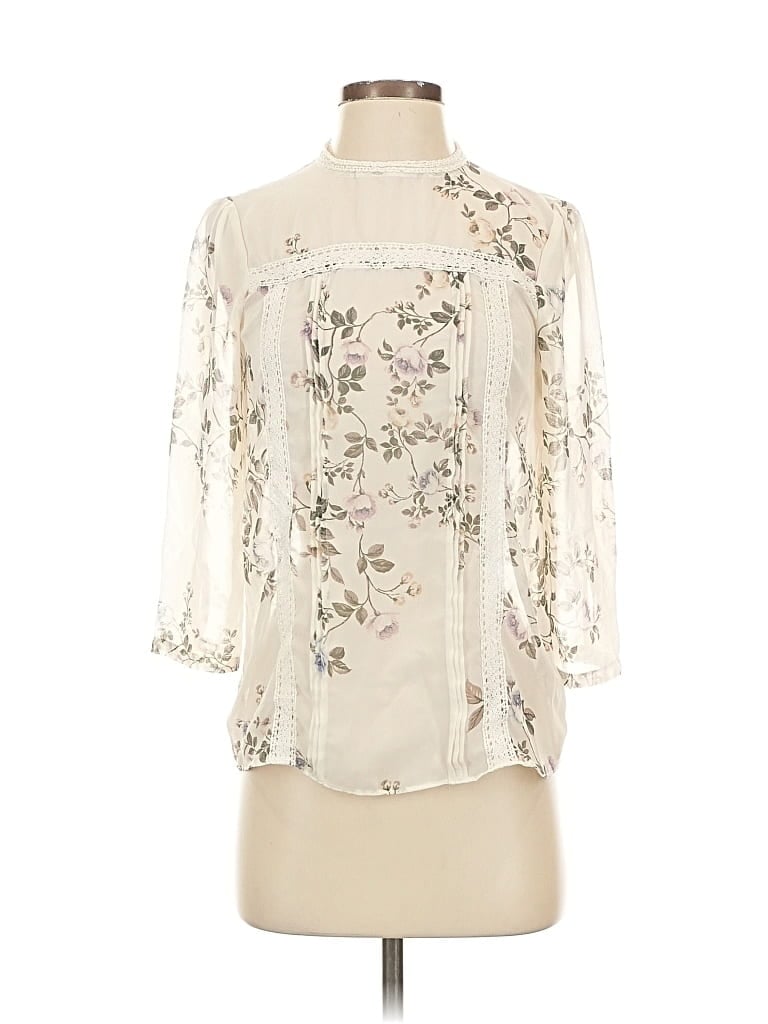 Pre-owned Lc Lauren Conrad 3/4 Sleeve Blouse In White