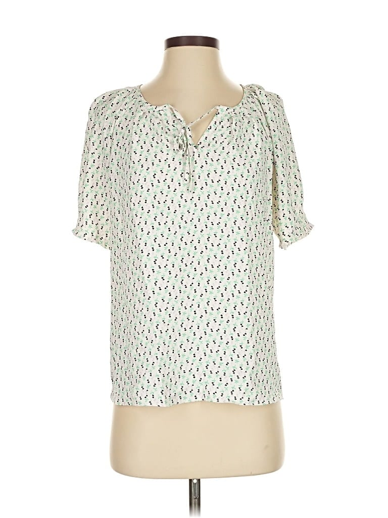 Pre-owned Ann Taylor Short Sleeve Blouse In White