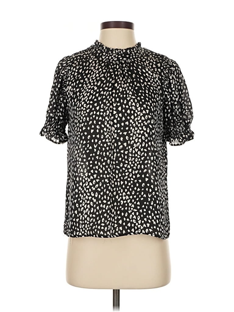 THML Pre-owned Short Sleeve Blouse In Black