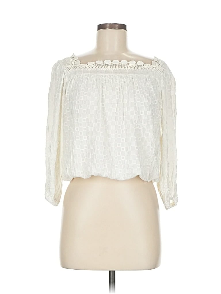 Pre-owned Flowers Of Romance 3/4 Sleeve Blouse In White