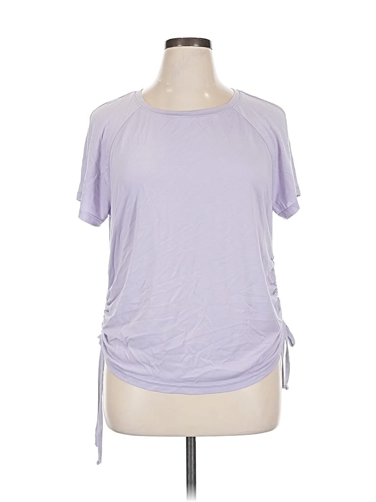 AVIA Pre-owned Short Sleeve Top Purple Cold Shoulder Neckline Tops