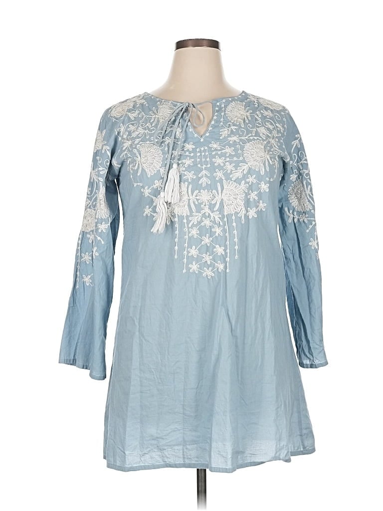 Pre-owned Debbie Katz 3/4 Sleeve Blouse In Blue