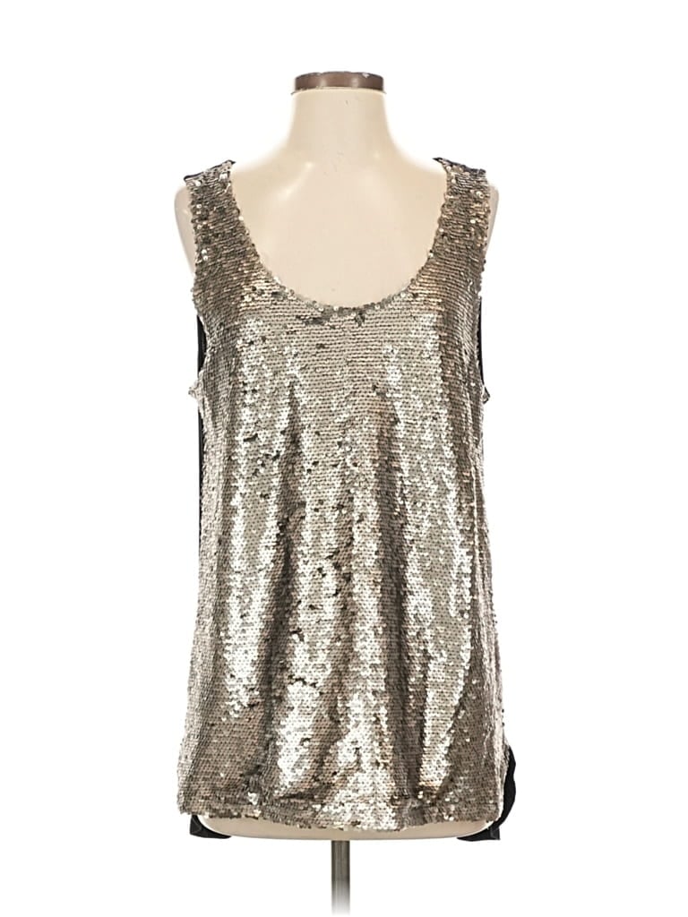NEIMAN MARCUS Pre-owned Sleeveless Top Silver Scoop Neck Tops