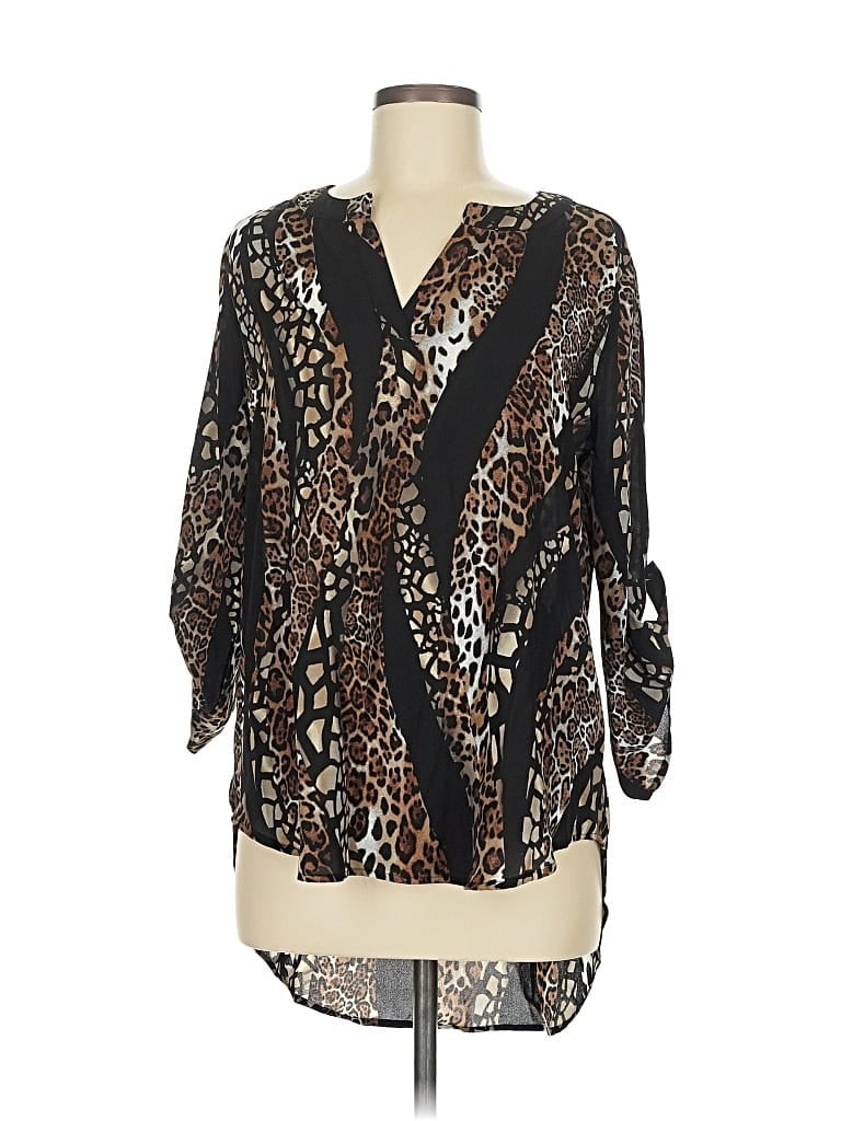 Pre-owned Cato 3/4 Sleeve Blouse In Brown