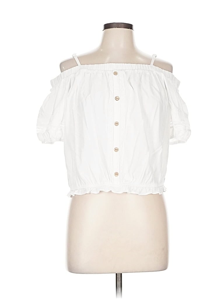 Pre-owned Bcx Short Sleeve Blouse In White