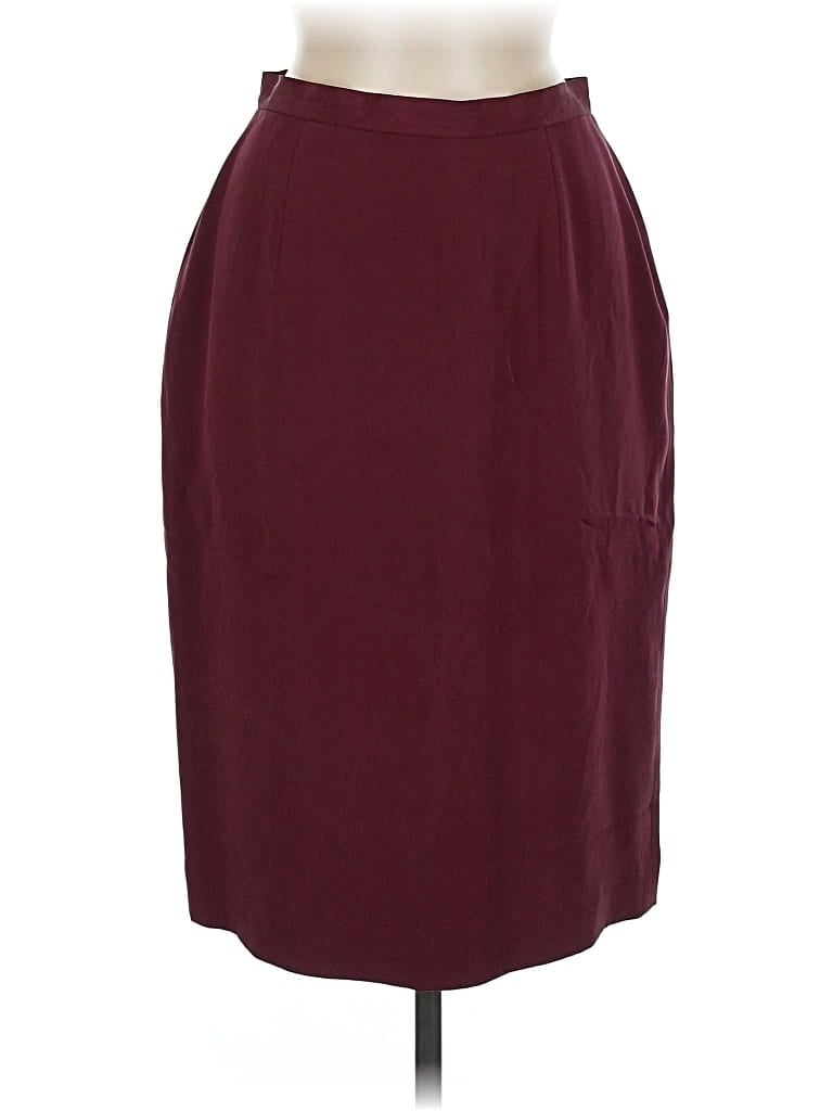 UNBRANDED Pre-owned Silk Skirt In Burgundy