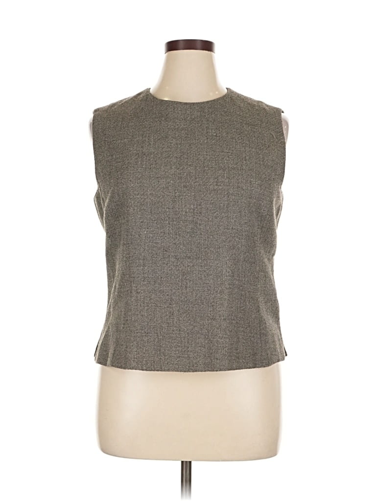Pre-owned Lafayette 148 Sleeveless Top Gray Mock Neckline Tops