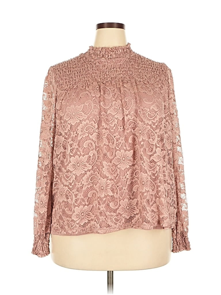 CABLE & GAUGE Pre-owned Long Sleeve Blouse In Pink