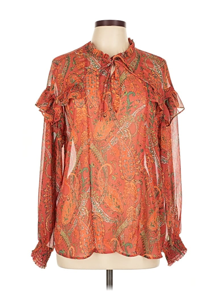 MNG Pre-owned Long Sleeve Blouse In Orange