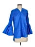 Harshman 100% Cotton Blue 3/4 Sleeve Blouse Size XS - photo 1