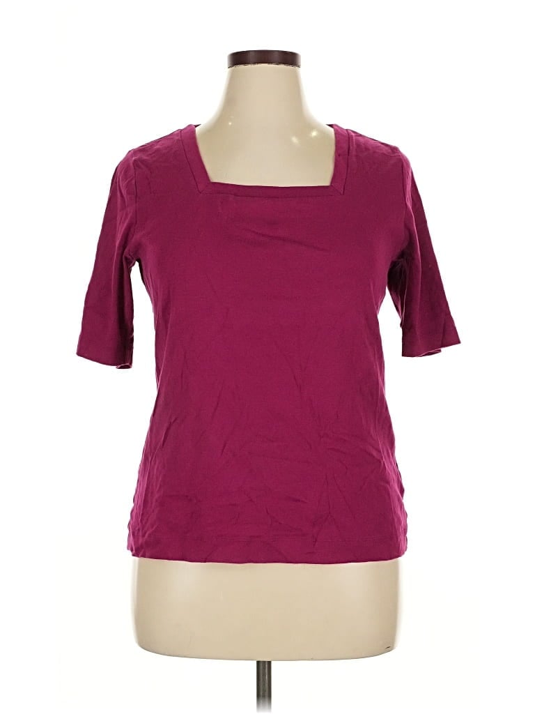 Pre-owned Croft & Barrow Short Sleeve Top Burgundy Scoop Neck Tops