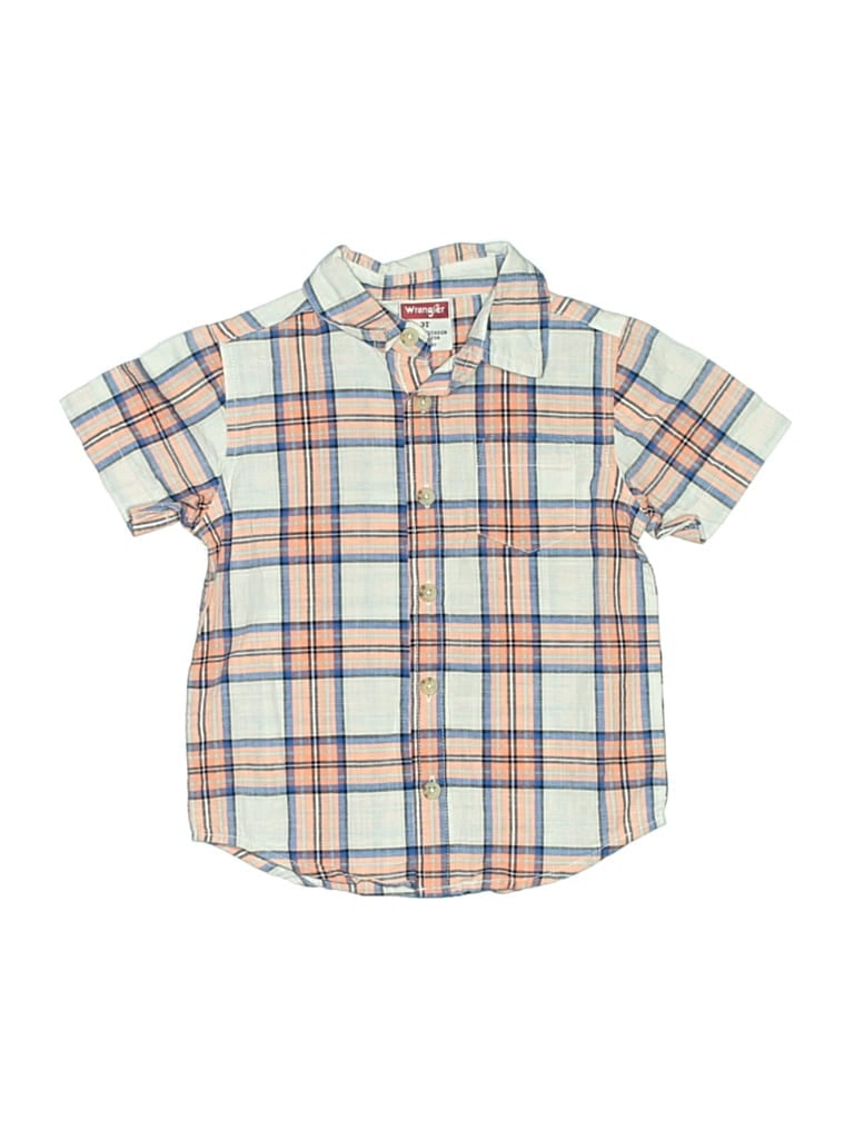 Pre-owned Wrangler Jeans Co Kids' Short Sleeve Button Down Shirt In Blue