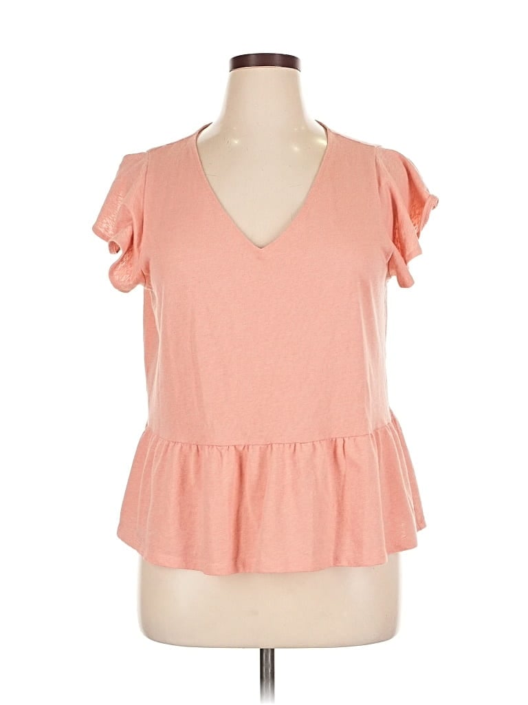 Pre-owned Ann Taylor Loft Outlet Short Sleeve Top Pink V Neck Tops