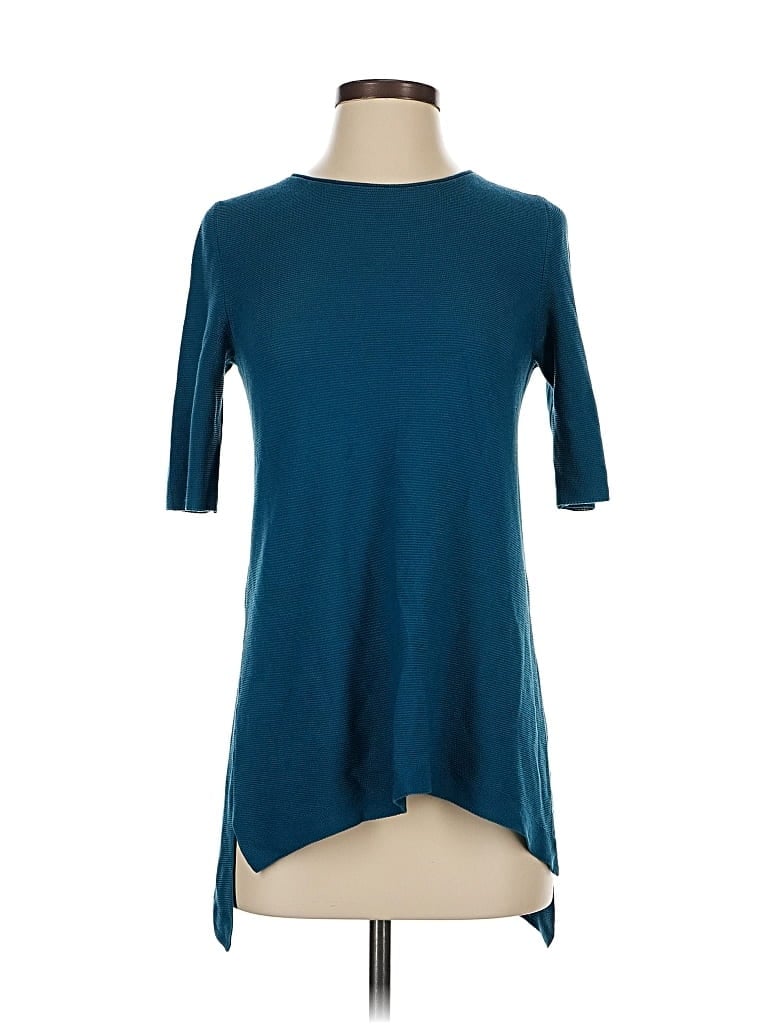 Pre-owned Eileen Fisher 3/4 Sleeve T-shirt In Blue