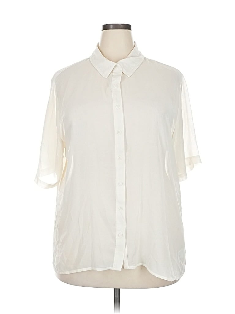 Pre-owned Wild Fable Short Sleeve Blouse In White