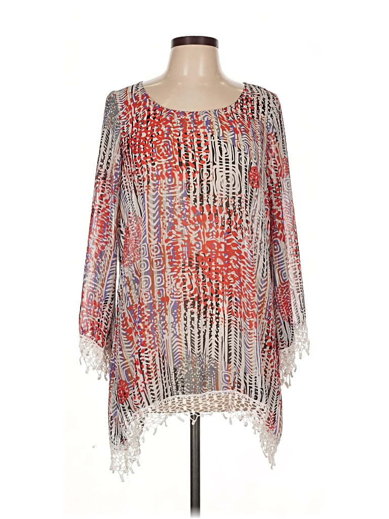 Pre-owned Travelsmith Long Sleeve Blouse In Red