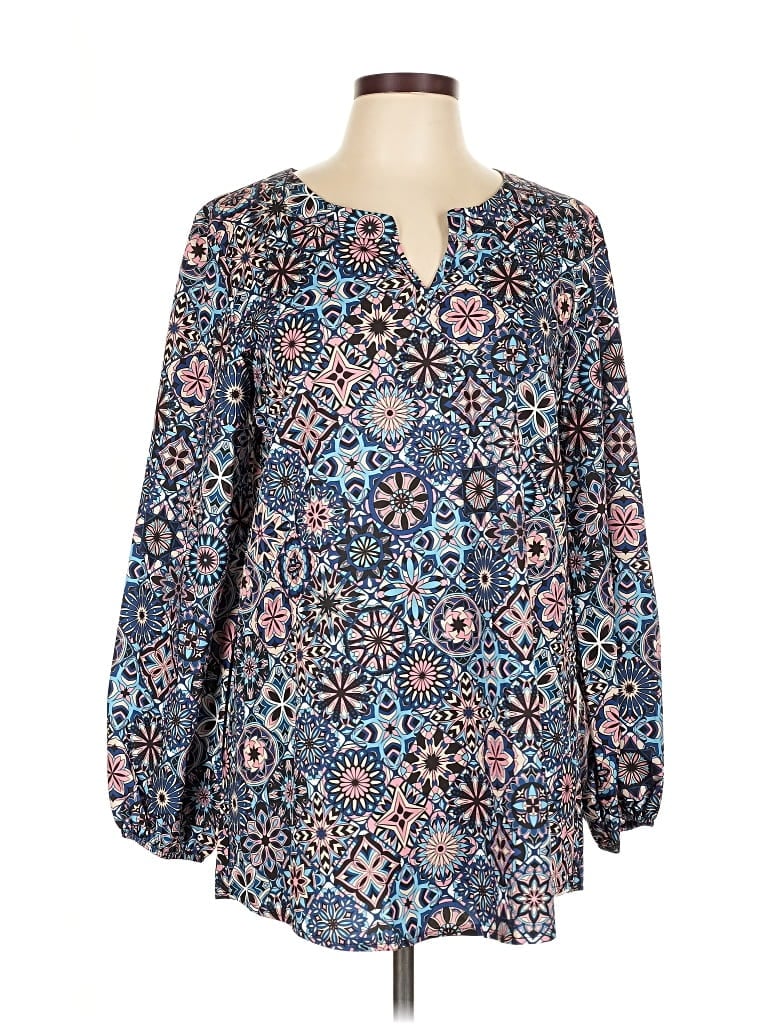 Pre-owned Emery Rose Long Sleeve Blouse In Blue