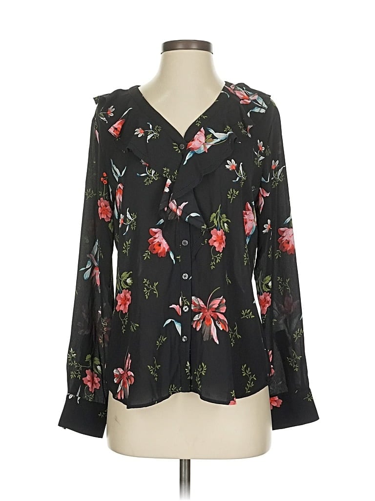 Pre-owned Ann Taylor Long Sleeve Blouse In Black