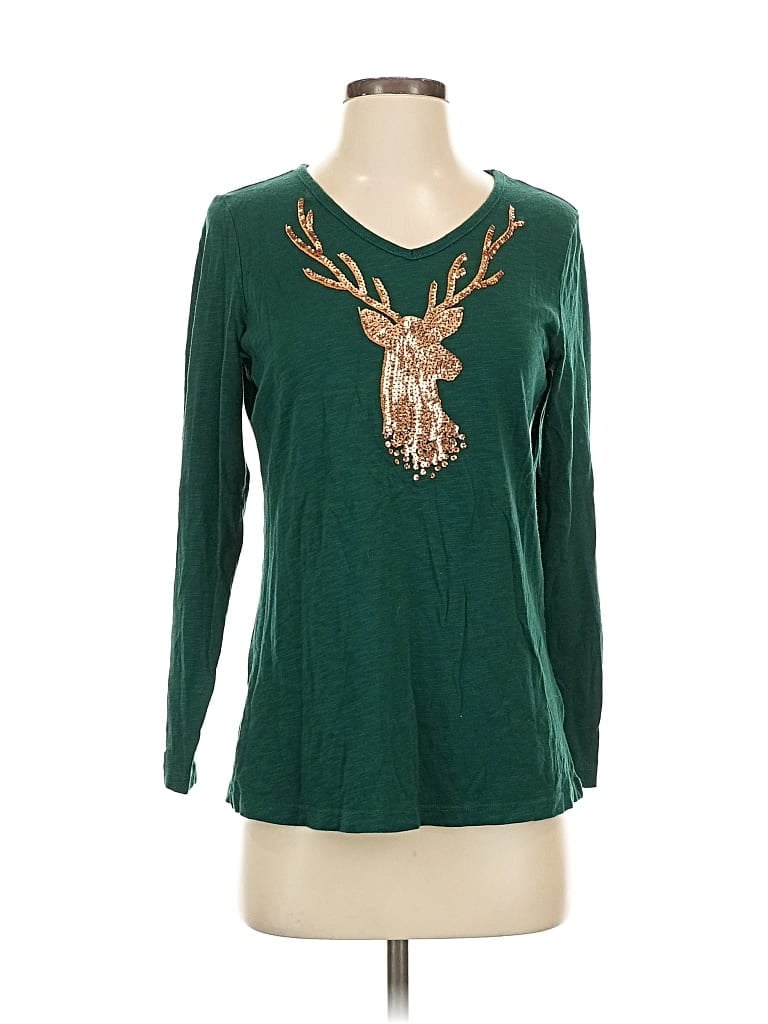 Pre-owned Quacker Factory Pullover Sweater In Green