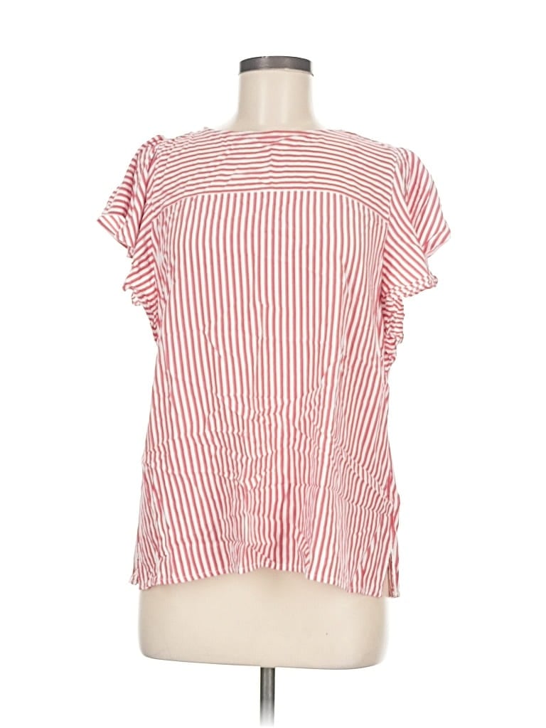 Pre-owned Ann Taylor Loft Short Sleeve Blouse In Red