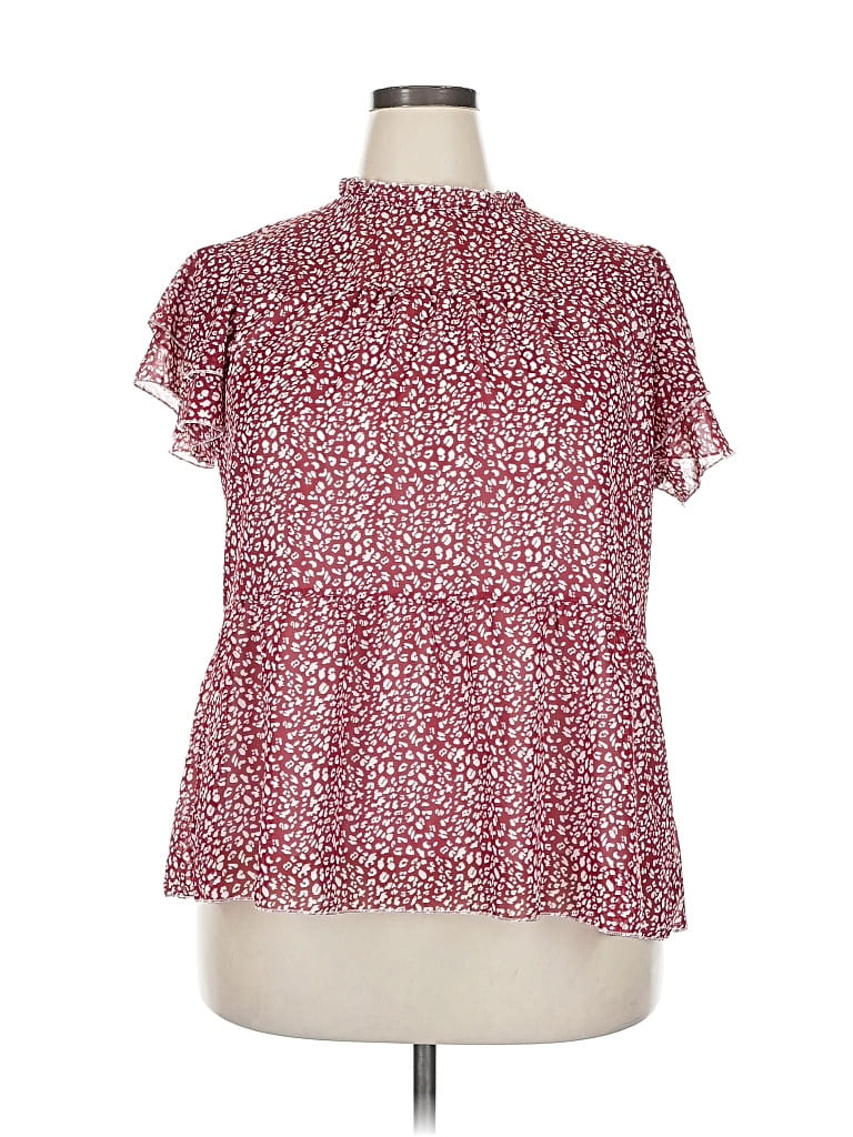 UNBRANDED Pre-owned Short Sleeve Blouse In Burgundy