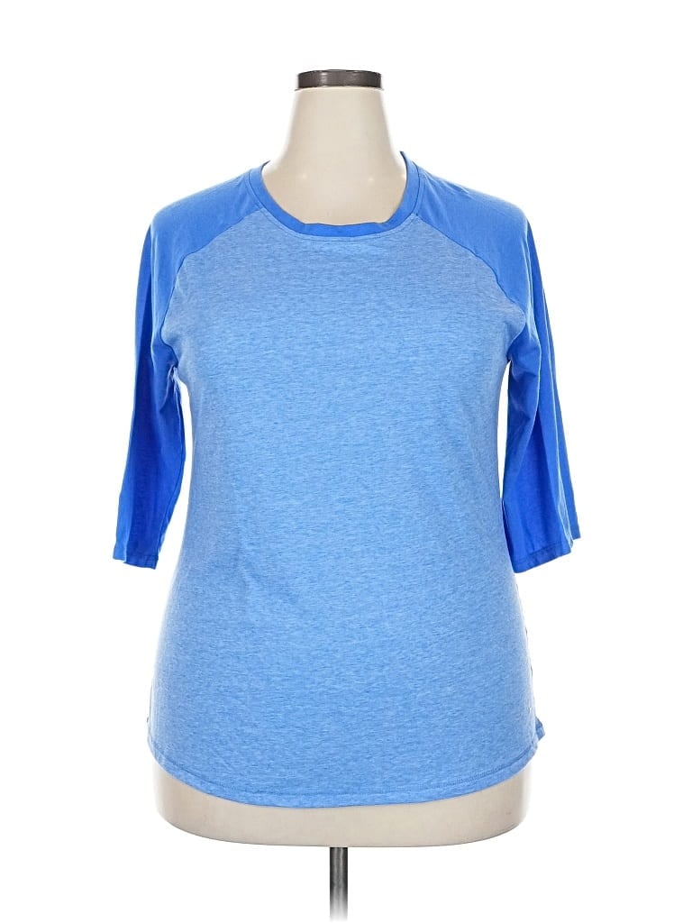 Pre-owned Danskin Now 3/4 Sleeve T-shirt In Blue