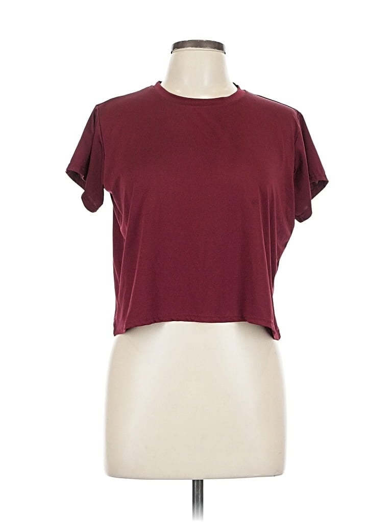 Pre-owned Real Essentials Short Sleeve T-shirt In Burgundy