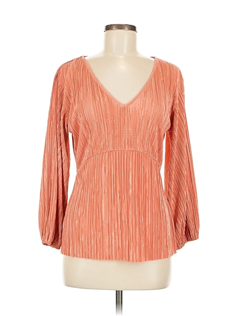 HALOGEN Pre-owned Long Sleeve Blouse In Orange