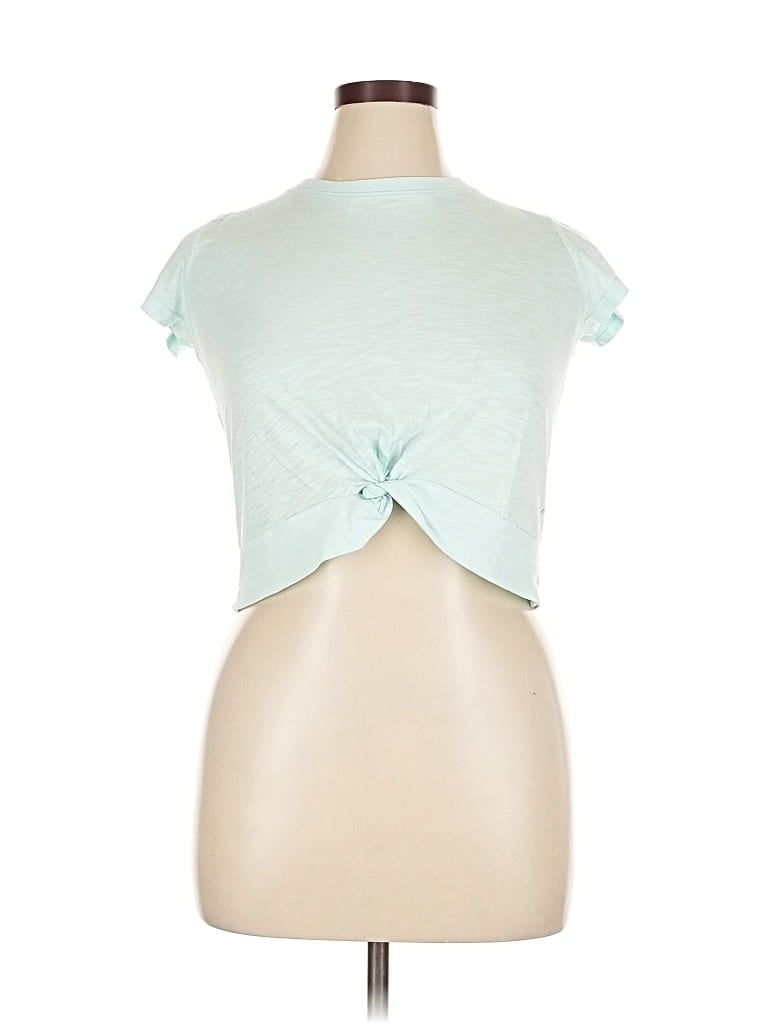 Pre-owned Xersion Short Sleeve Top Green Keyhole Neckline Tops