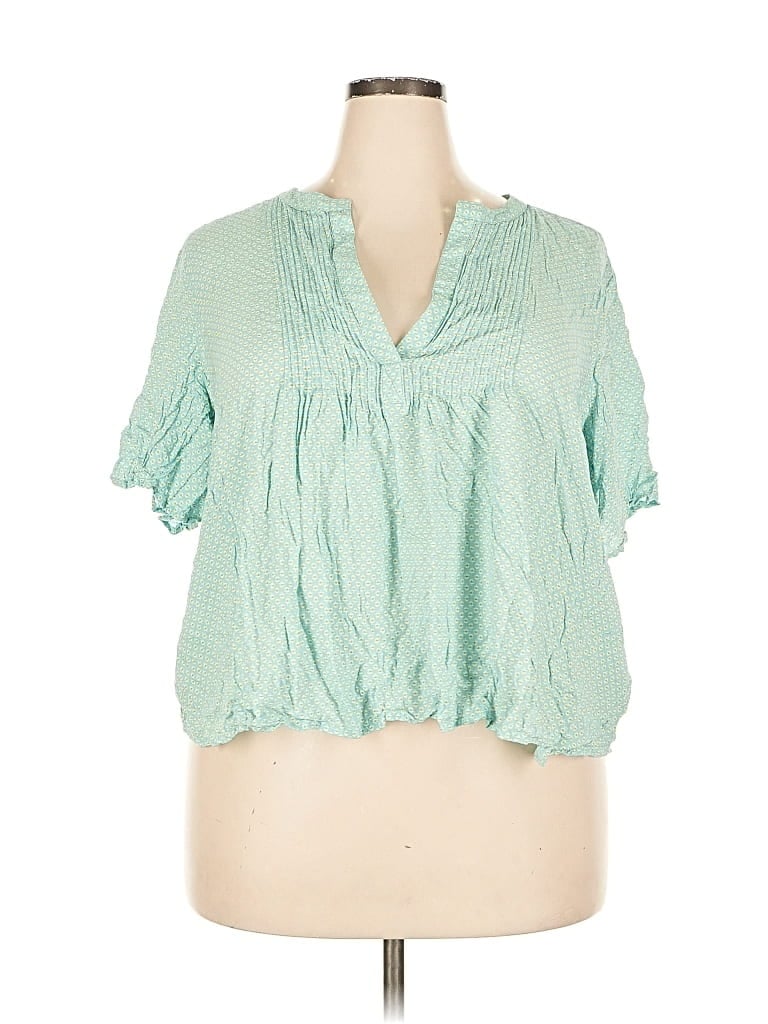Pre-owned Old Navy Short Sleeve Blouse In Green