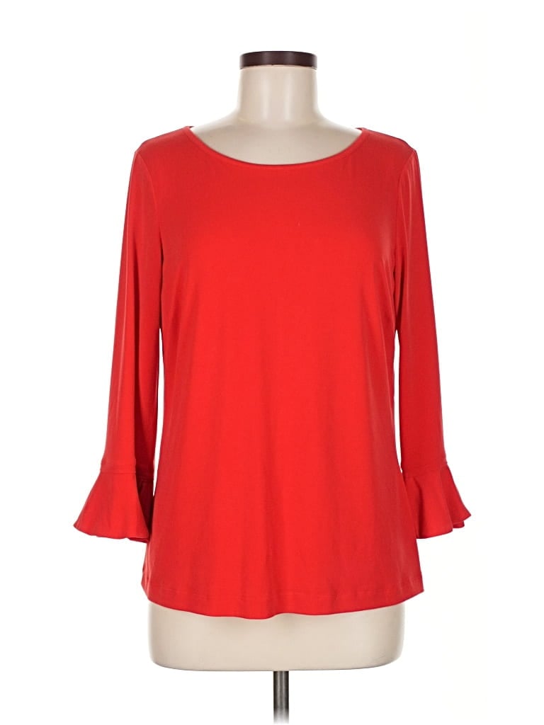 Pre-owned Laundry By Shelli Segal 3/4 Sleeve Top Red Boatneck Tops
