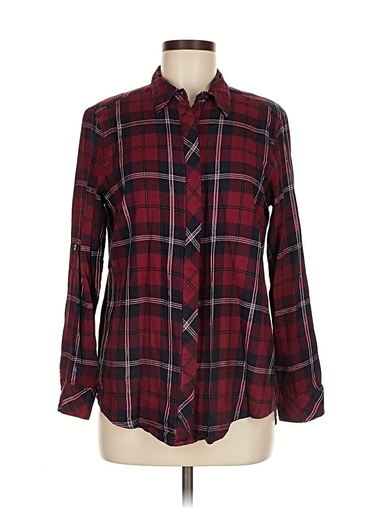 Pre-owned Kut From The Kloth Long Sleeve Button Down Shirt In Burgundy