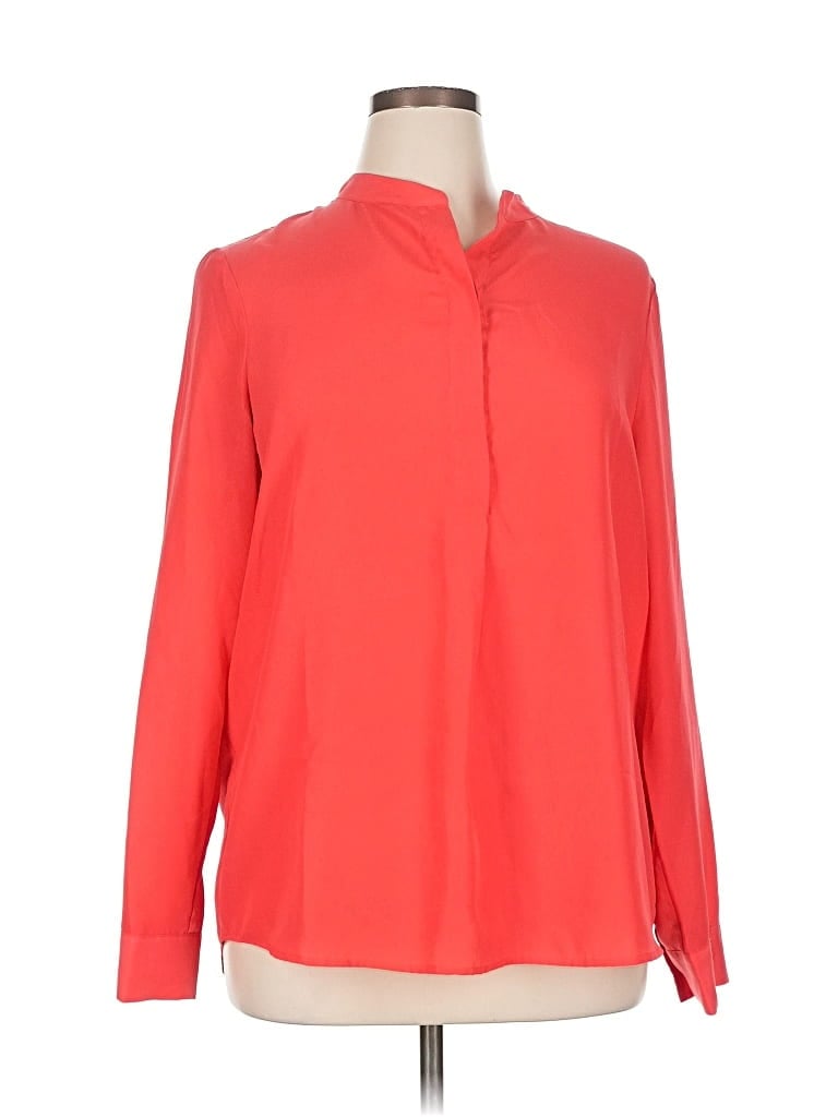 Pre-owned J.crew Factory Store Long Sleeve Blouse In Red