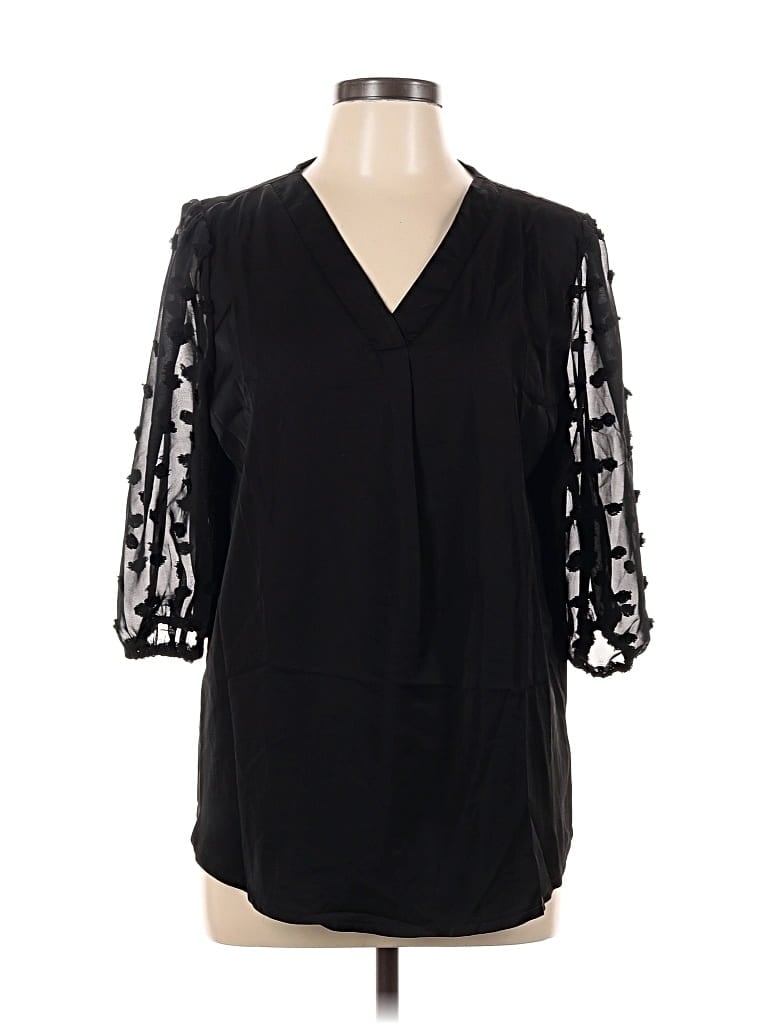 Pre-owned Assorted Brands 3/4 Sleeve Blouse In Black