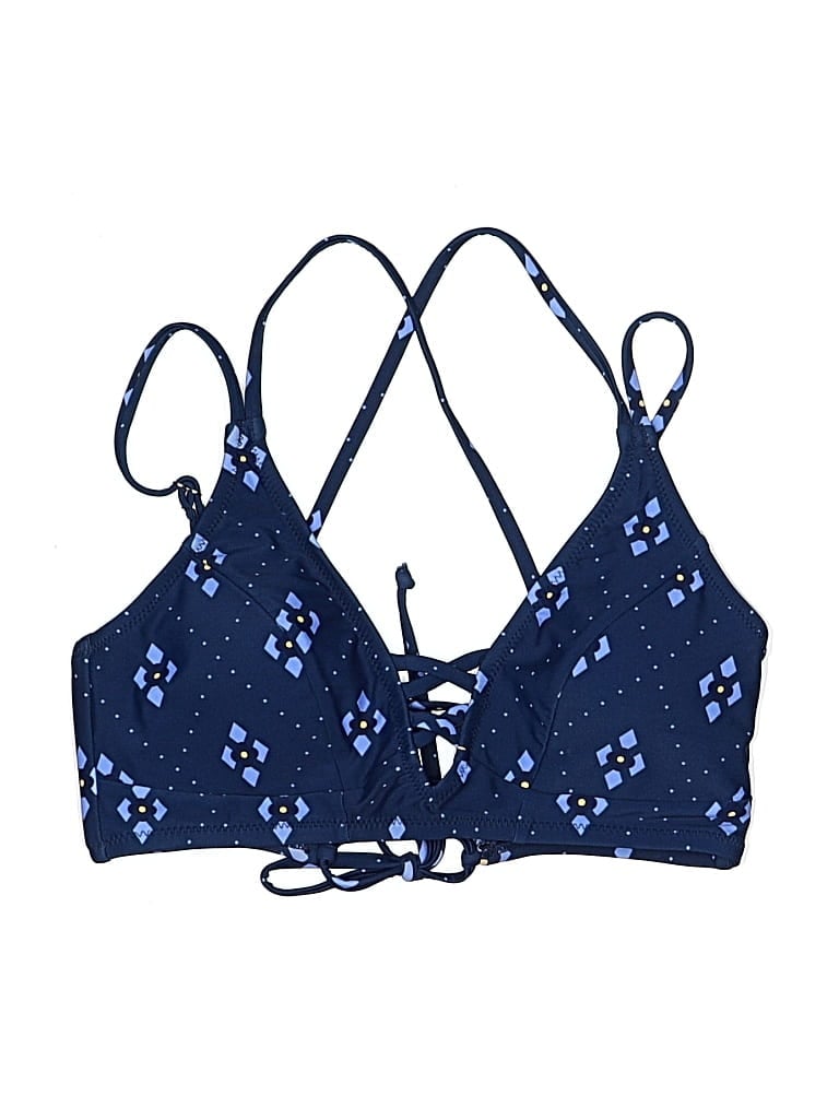 Pre-owned Unbranded Swimsuit Top Blue Print Pattern Swimwear