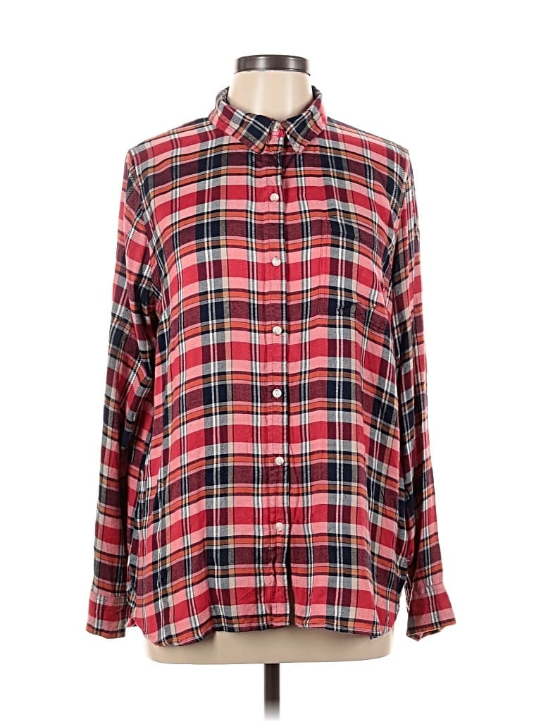 Pre-owned Lucky Brand Long Sleeve Button Down Shirt In Red
