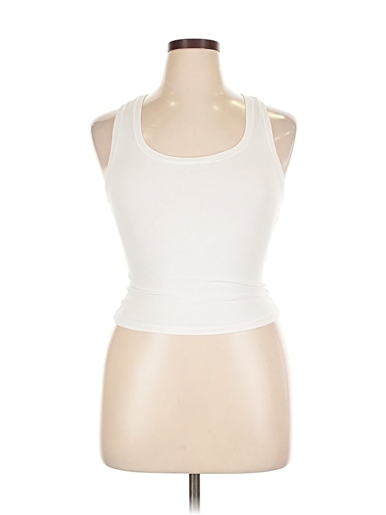Pre-owned Yogalicious Tank Top Ivory Halter Neckline Tops In White
