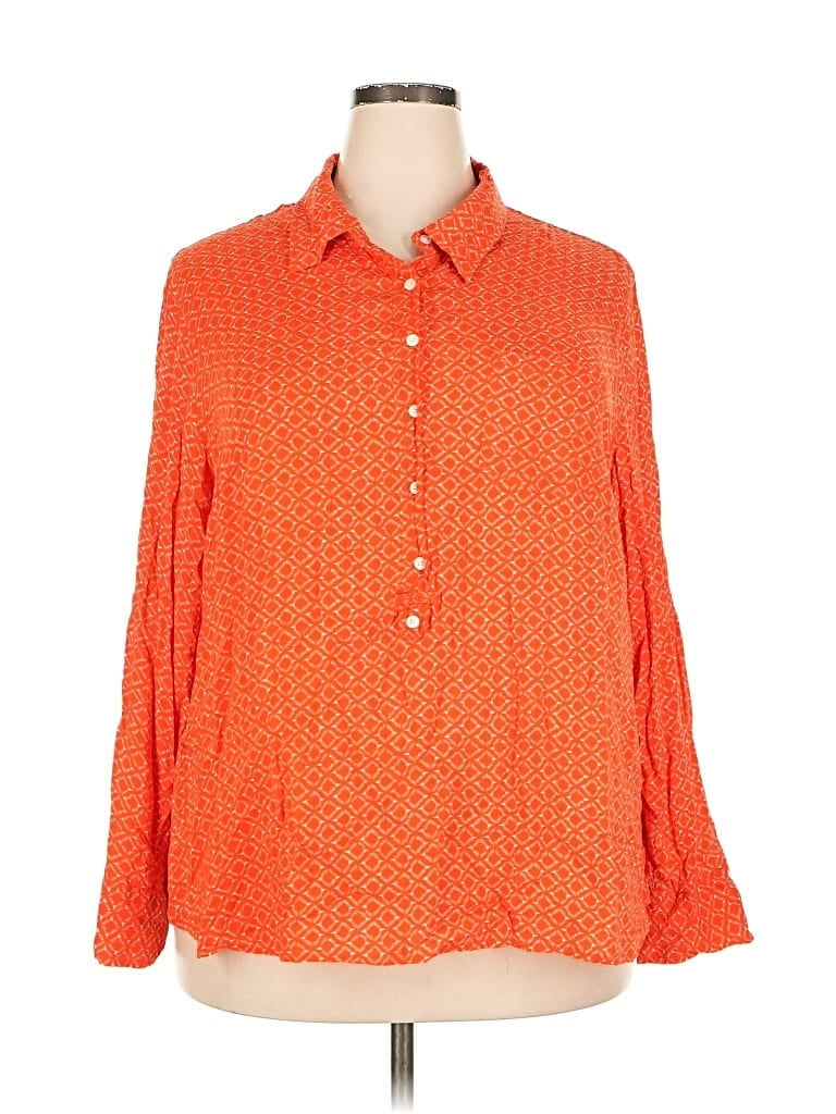 Pre-owned Dalia Collection Long Sleeve Blouse In Orange