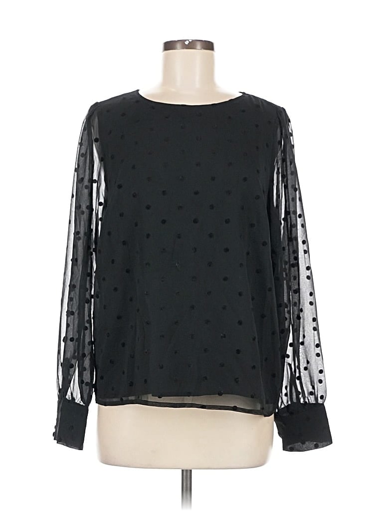 Pre-owned J.crew Factory Store Long Sleeve Blouse In Black