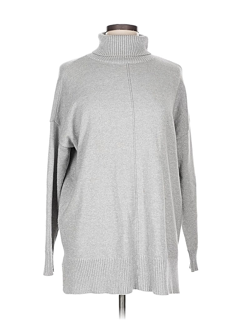 Pre-owned Ann Taylor Turtleneck Sweater In Silver