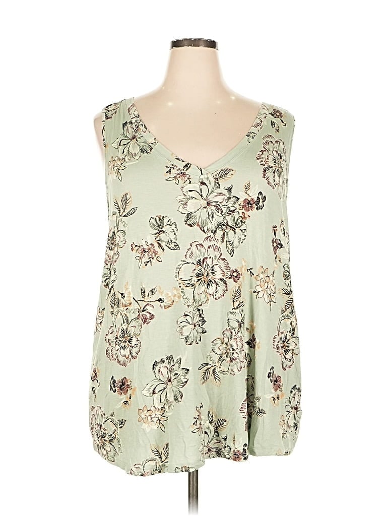 Pre-owned 24/7 Maurices Tank Top Green Plunge Neckline Tops