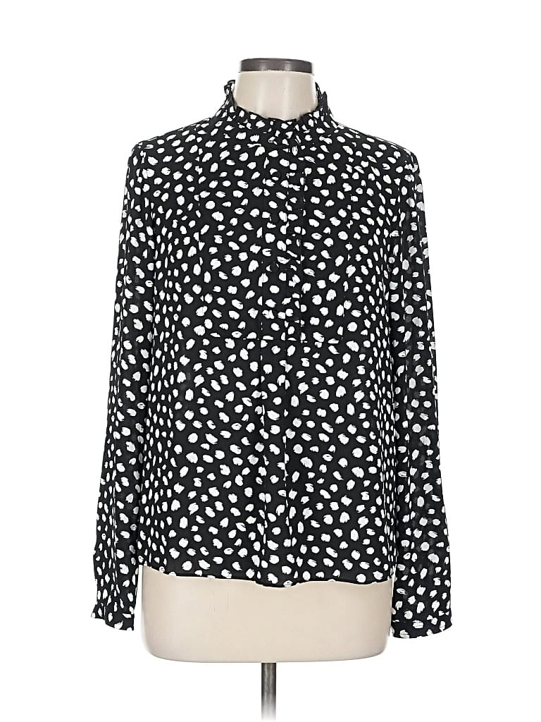 Pre-owned J.crew Factory Store Long Sleeve Blouse In Black